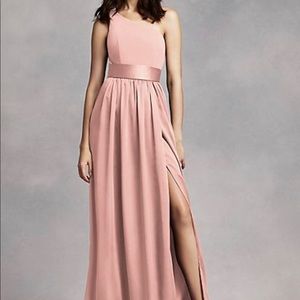 David’s Bridal One Shoulder Dress with Satin Sash